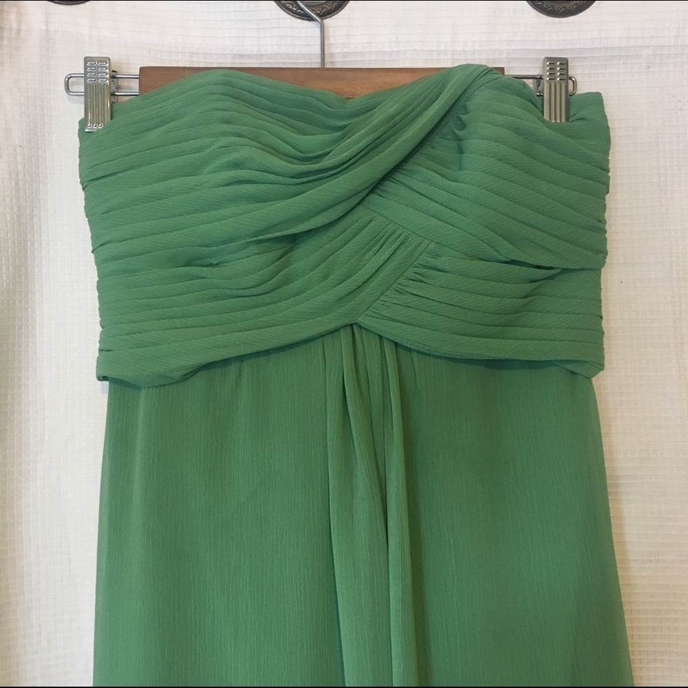 Green bridesmaid  gown by Vineyard Collection